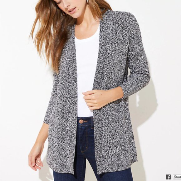 LOFT Sweaters - LOFT Marled Textured Open Cardigan Size Medium NWT